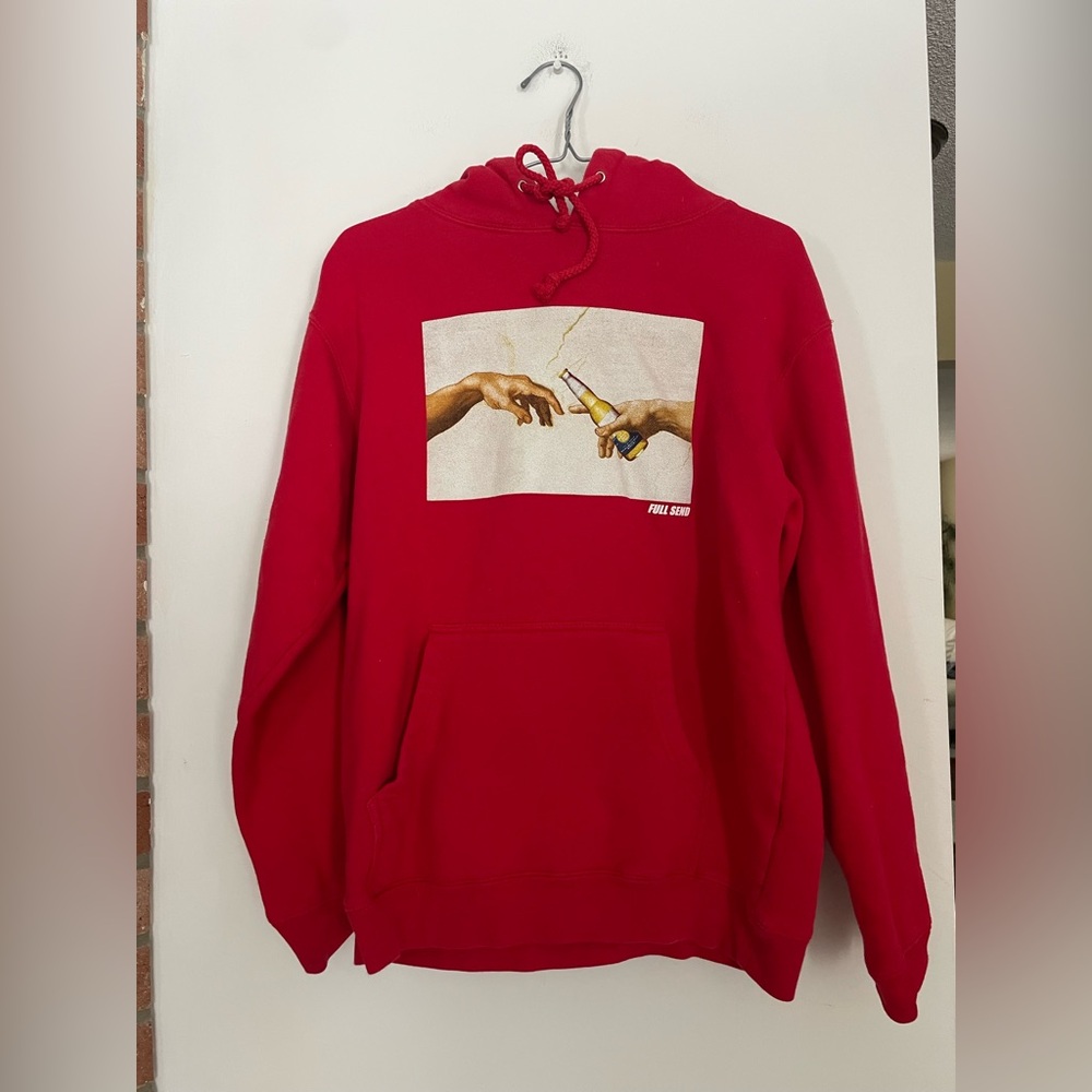 FULL SEND Graphic Hoodie – Red | Size Small pullover